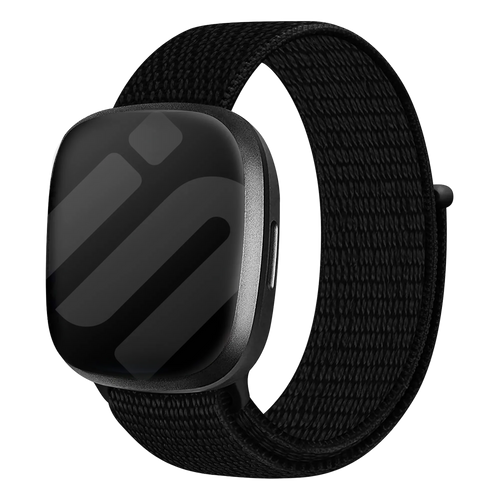 Nylon Strap, black, on a watch, 3/4 front view