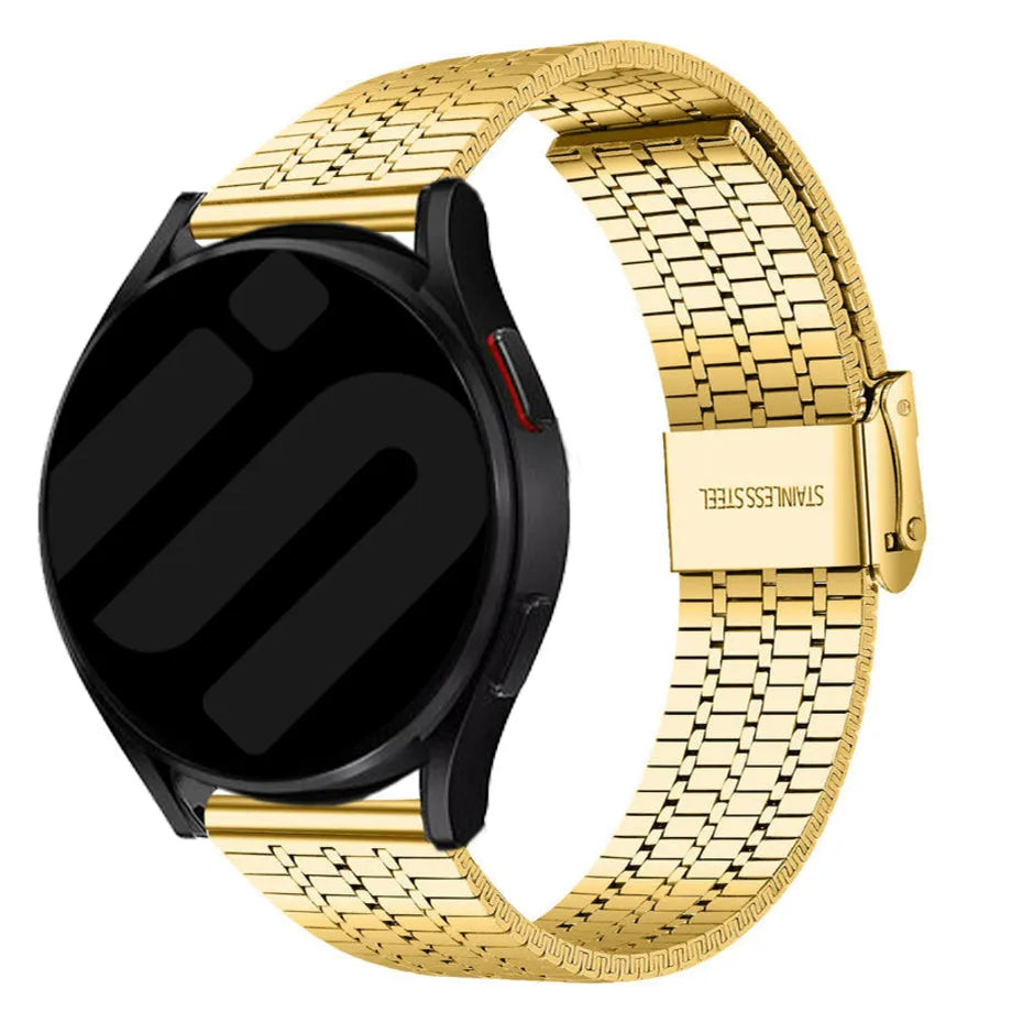 Fine Steel Strap, gold, on a watch, 3/4 front view