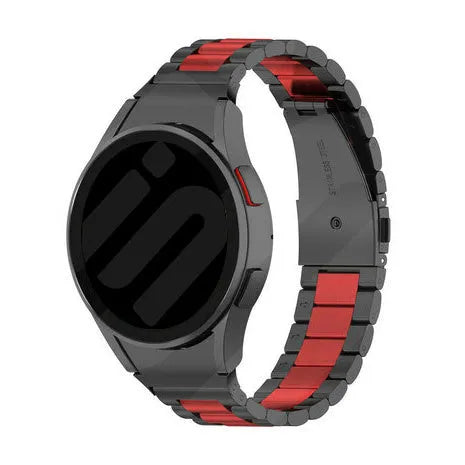 Steel Strap, black/red, on a watch, 3/4 front view
