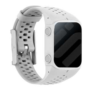 Silicone Strap, white, on a watch, 3/4 front view