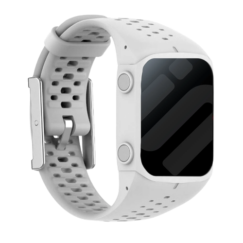 Silicone Strap, white, on a watch, 3/4 front view