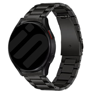 Titanium Strap, black, on a watch, 3/4 front view