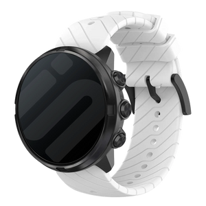 Silicone Strap, white, on a watch, 3/4 front view