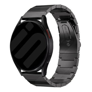 Premium Metal Strap, black, on a watch, 3/4 front view
