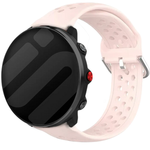 Breathable Silicone Strap, pink, on a watch, 3/4 front view