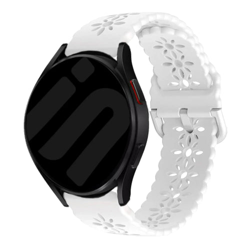 Patterned Silicone Strap, white, on a watch, 3/4 front view