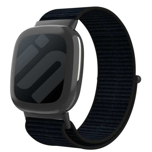 Nylon Strap, black, on a watch, 3/4 front view