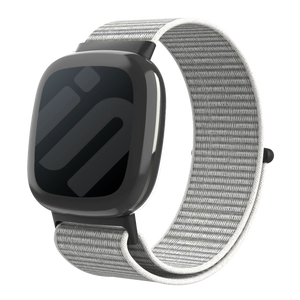 Nylon Strap, grey, on a watch, 3/4 front view