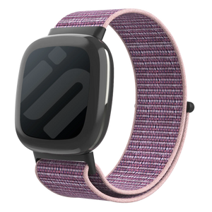 Nylon Strap, pink, on a watch, 3/4 front view