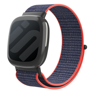 Nylon Strap, indigo, on a watch, 3/4 front view