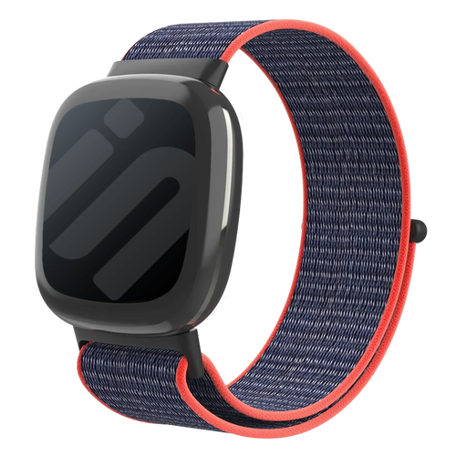 Nylon Strap, indigo, on a watch, 3/4 front view