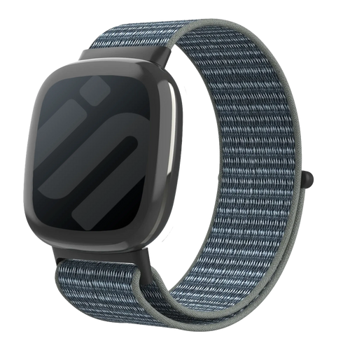 Nylon Strap, grey-green, on a watch, 3/4 front view