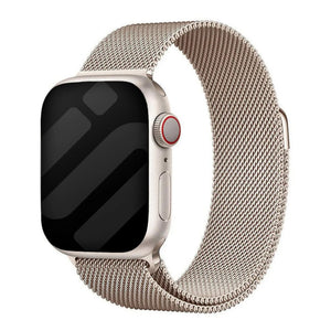 Milanese Strap, starlight, on a watch, 3/4 front view