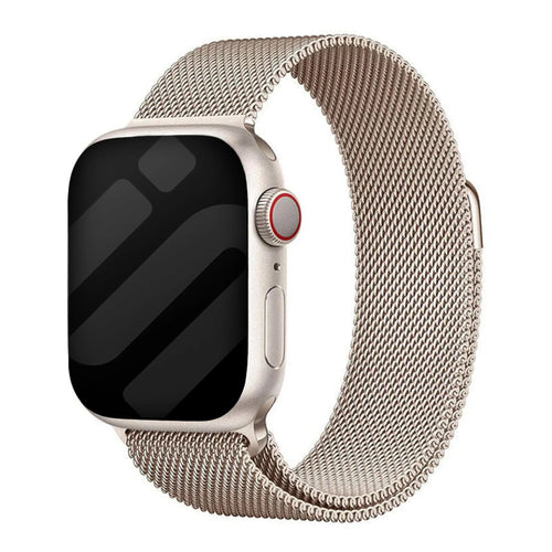 Milanese Strap, starlight, on a watch, 3/4 front view
