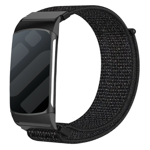 Nylon Strap, black, on a watch, 3/4 front view