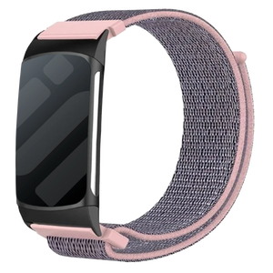 Nylon Strap, pink, on a watch, 3/4 front view
