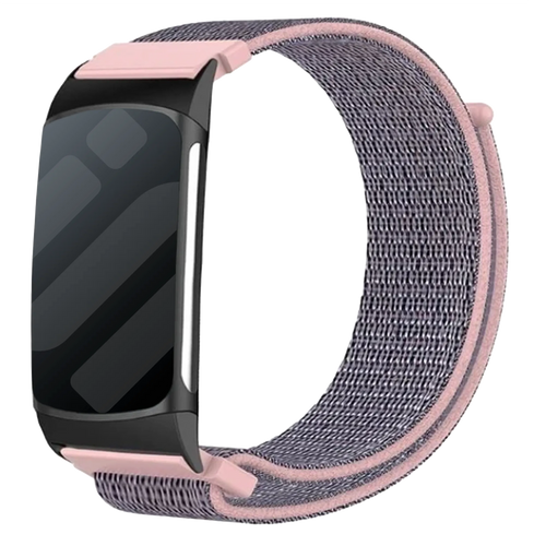 Nylon Strap, pink, on a watch, 3/4 front view
