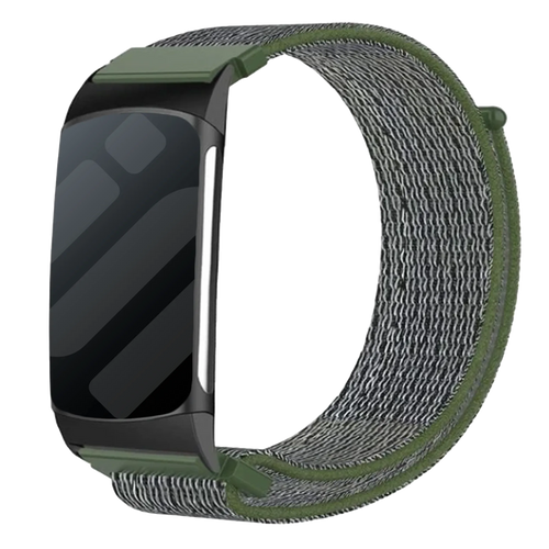 Nylon Strap, green, on a watch, 3/4 front view