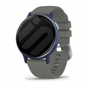 Silicone Classic Strap, dark grey, on a watch, 3/4 front view