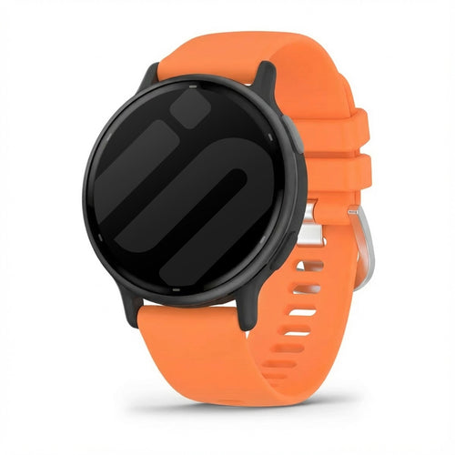 Silicone Classic Strap, orange, on a watch, 3/4 front view