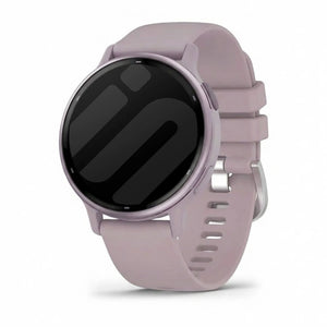 Silicone Classic Strap, violet, on a watch, 3/4 front view