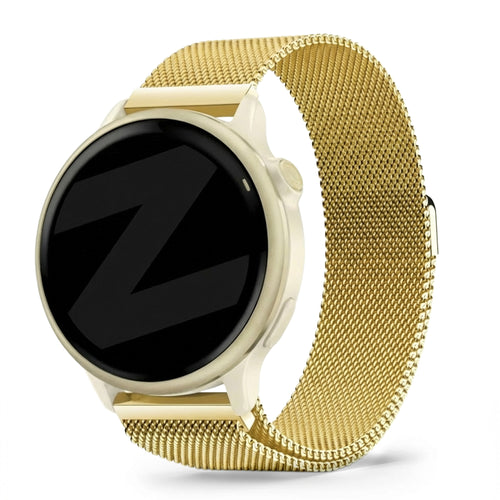 Milanese Loop Strap, gold, on a watch, 3/4 front view