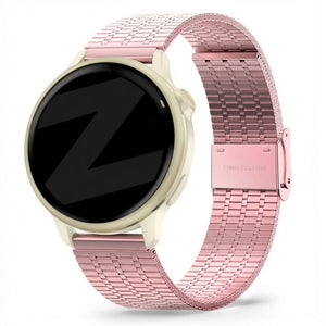 Adjustable Steel Strap, pink sand, on a watch, 3/4 front view