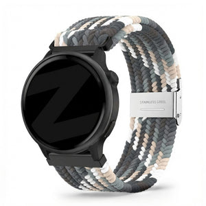 Woven Nylon Strap, slate, on a watch, 3/4 front view