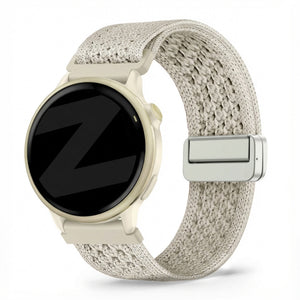 Vintage Nylon Strap, starlight, on a watch, 3/4 front view