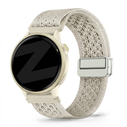 Vintage Nylon Strap, starlight, on a watch, 3/4 front view