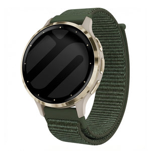 Nylon Strap, dark green, on a watch, 3/4 front view
