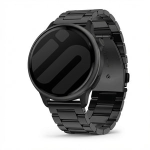 Steel Strap, black, on a watch, 3/4 front view