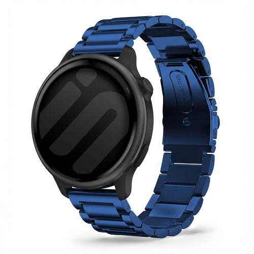 Steel Strap, blue, on a watch, 3/4 front view