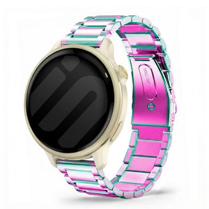 Steel Strap, pearlescent, on a watch, 3/4 front view