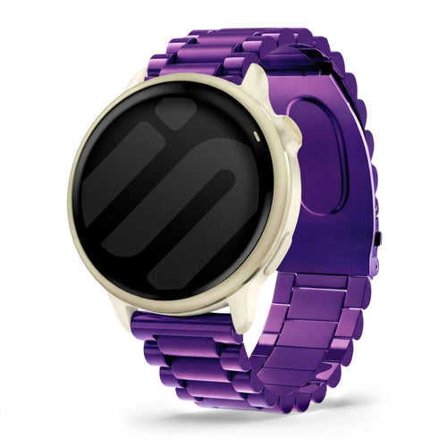 Steel Strap, purple, on a watch, 3/4 front view
