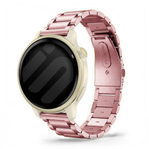 Steel Strap, pink, on a watch, 3/4 front view