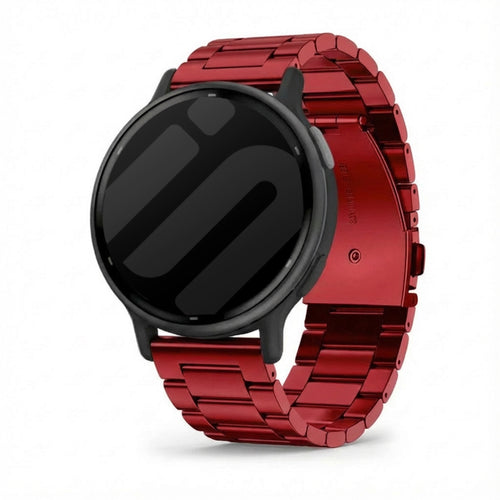Steel Strap, wine red, on a watch, 3/4 front view