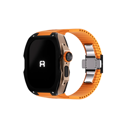 Reqior Funda con correa de goma Apple Watch Ultra (negro/naranja)