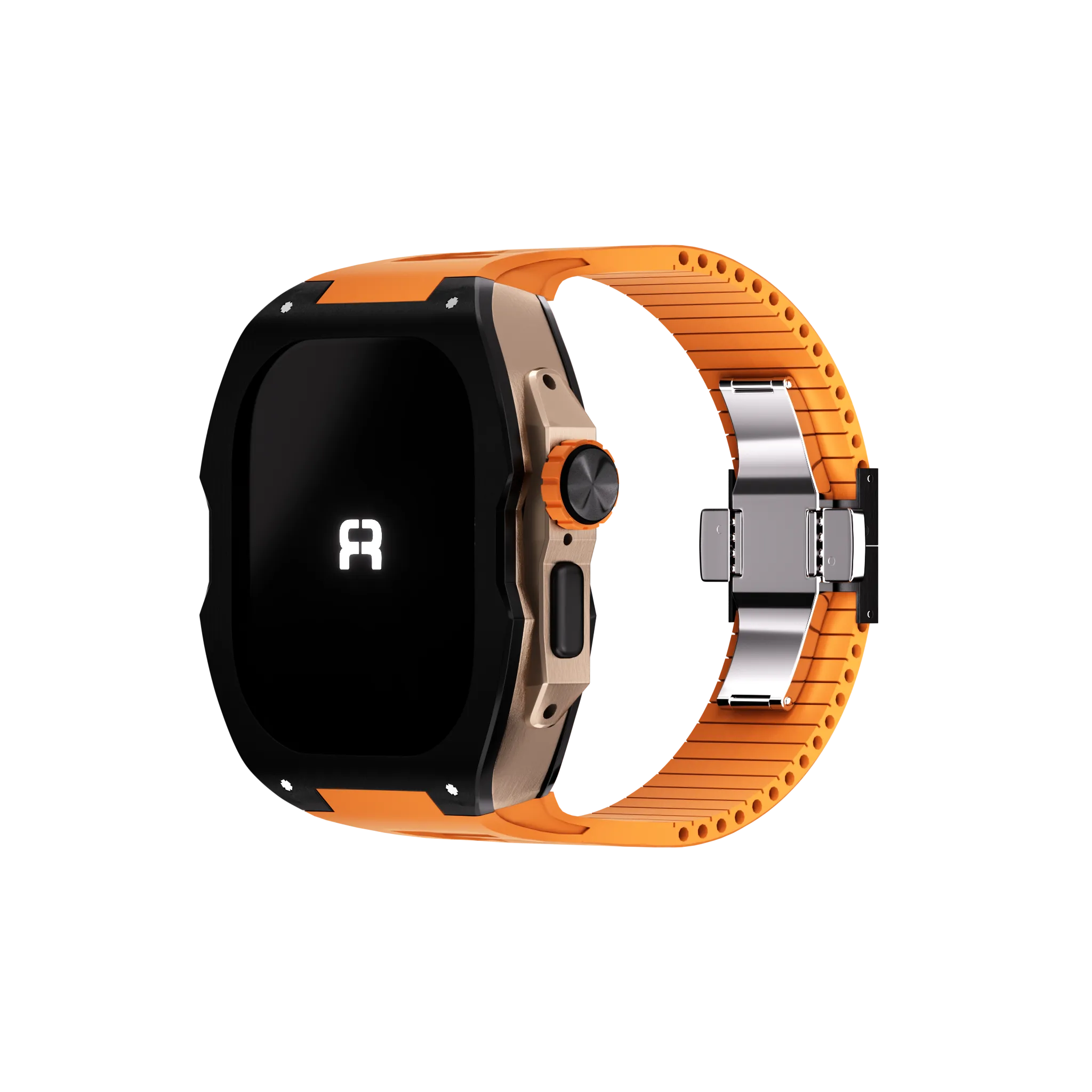 Reqior Funda con correa de goma Apple Watch Ultra (negro/naranja)