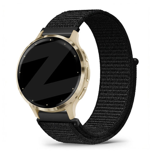 Nylon Loop Strap, black, on a watch, 3/4 front view