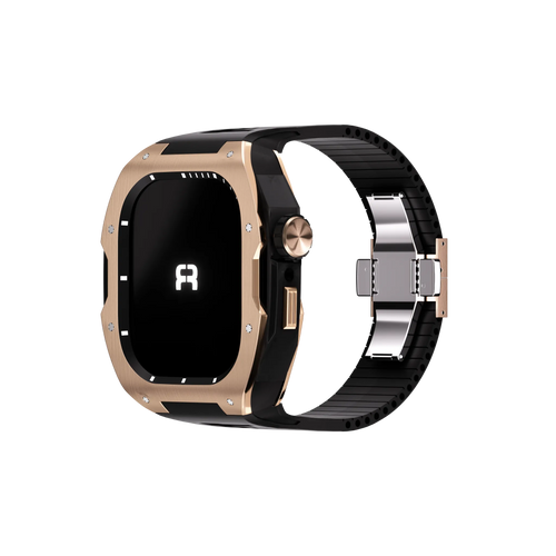 Reqior Funda con correa de goma Apple Watch 45mm (rosa dorado/negro)
