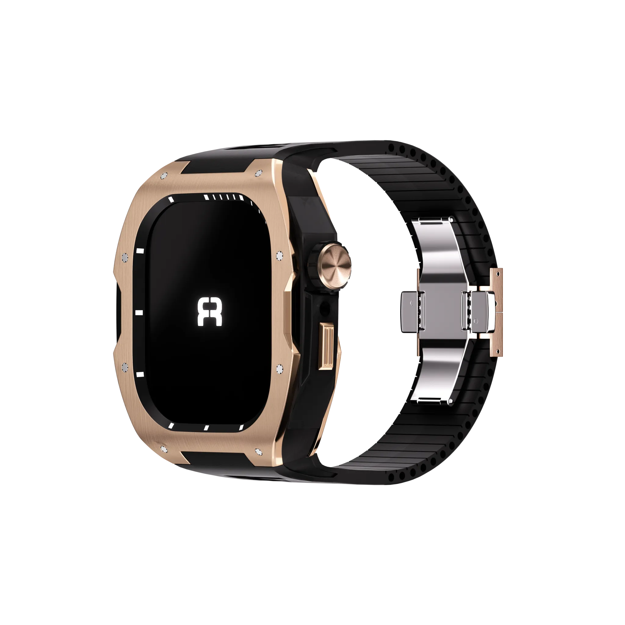 Reqior Funda con correa de goma Apple Watch 45mm (rosa dorado/negro)