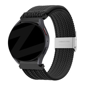 Woven Nylon Strap, black, on a watch, 3/4 front view