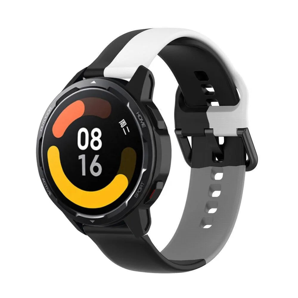 Silicone Triple Sport Strap, on a watch, 3/4 front view