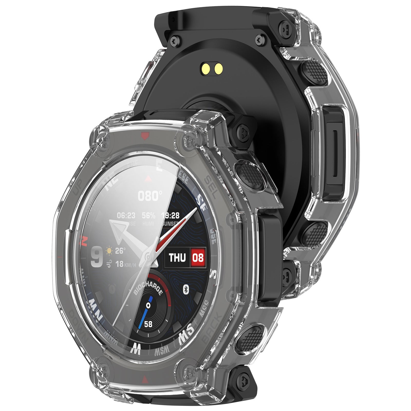 Funda dura con vidrio Amazfit T-Rex 3 Pro - 48mm (transparente)