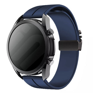Silicone Strap P-Buckle, dark blue, on a watch, 3/4 front view