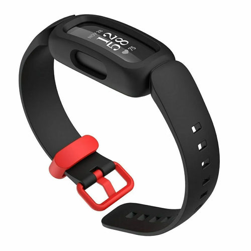 Silicone Strap, black/red, on a watch, 3/4 front view