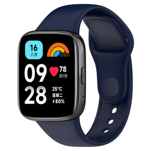 Silicone Strap, dark blue, on a watch, 3/4 front view