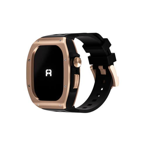 Reqior Funda de polímero y metal con correa de goma Apple Watch 45mm (rosa dorado)