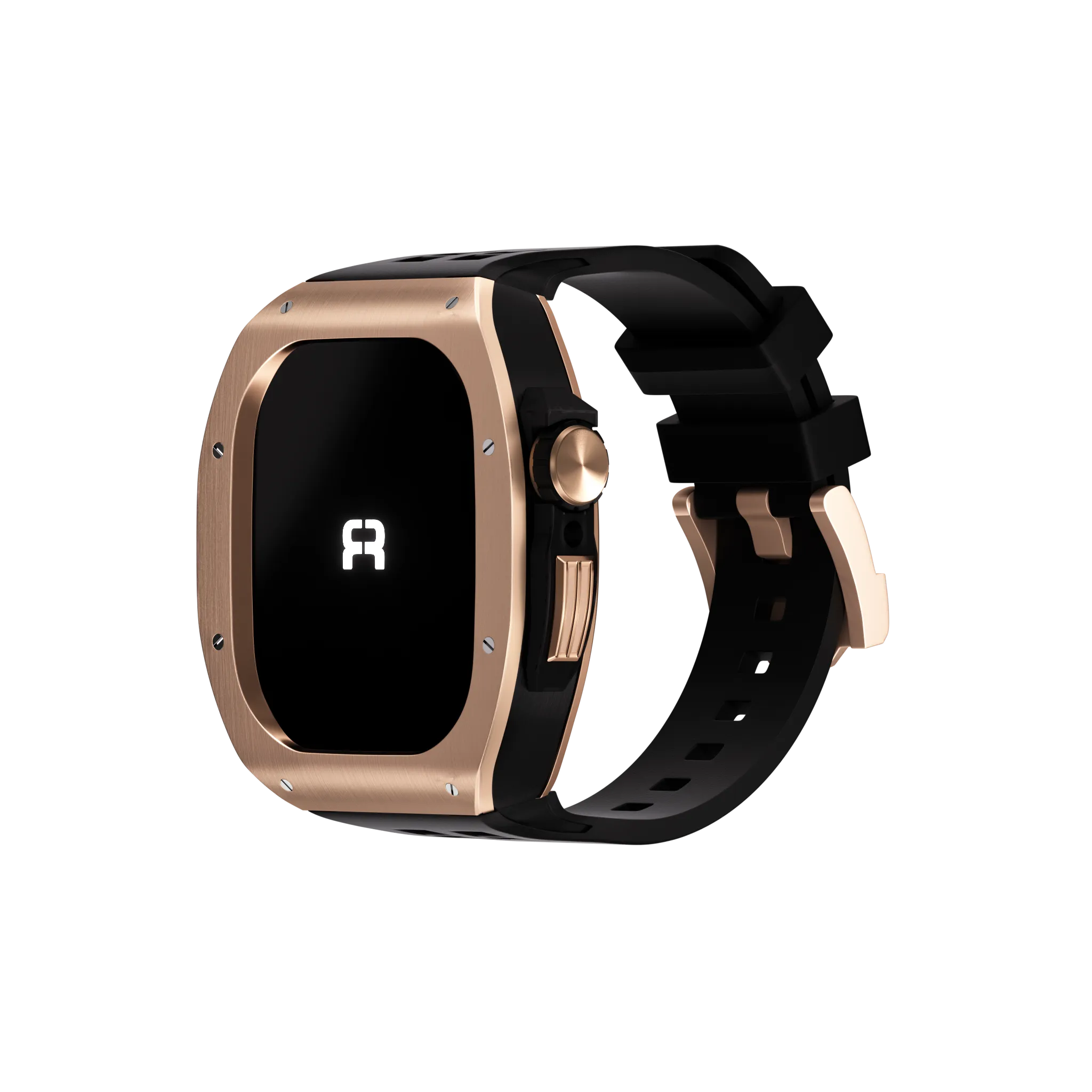 Reqior Funda de polímero y metal con correa de goma Apple Watch 45mm (rosa dorado)